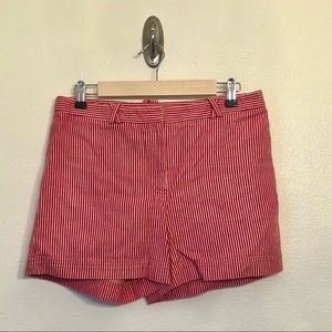 LOFT | Red & White Railroad Stripe Shorts 8